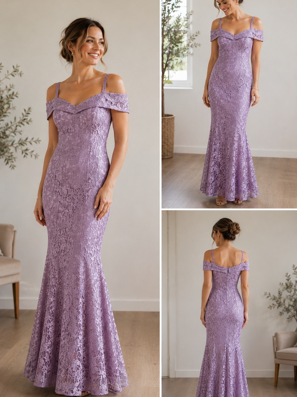 R&M Richards Lavender Lace Evening Gown Size 6 | Elegant Wedding Guest & Formal